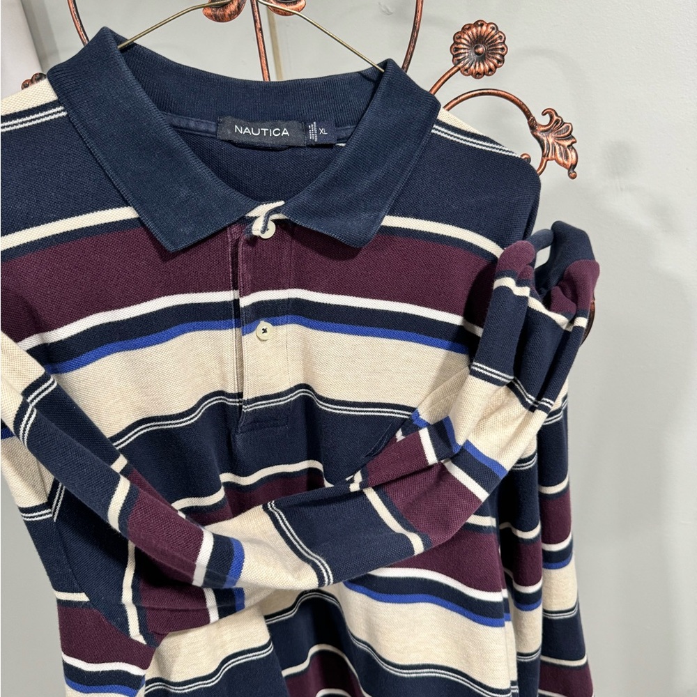 Men’s XL long-sleeved striped Nautica Polo
